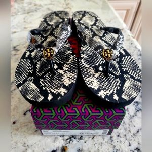 Tory Burch Beach flip flops . Brand new. Snake print